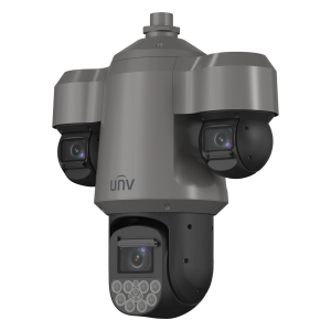 Câmera IP Multifuncional UNV  4MP com Visão Panorâmica e Detalhada - IPC98544EFW-X42-X25-W-VH